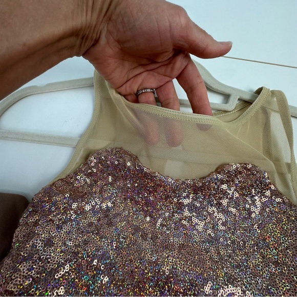 Weissman Large Child Taupe & Nude Dance Costume Dress With Sequin Bodice - Picture 6 of 14